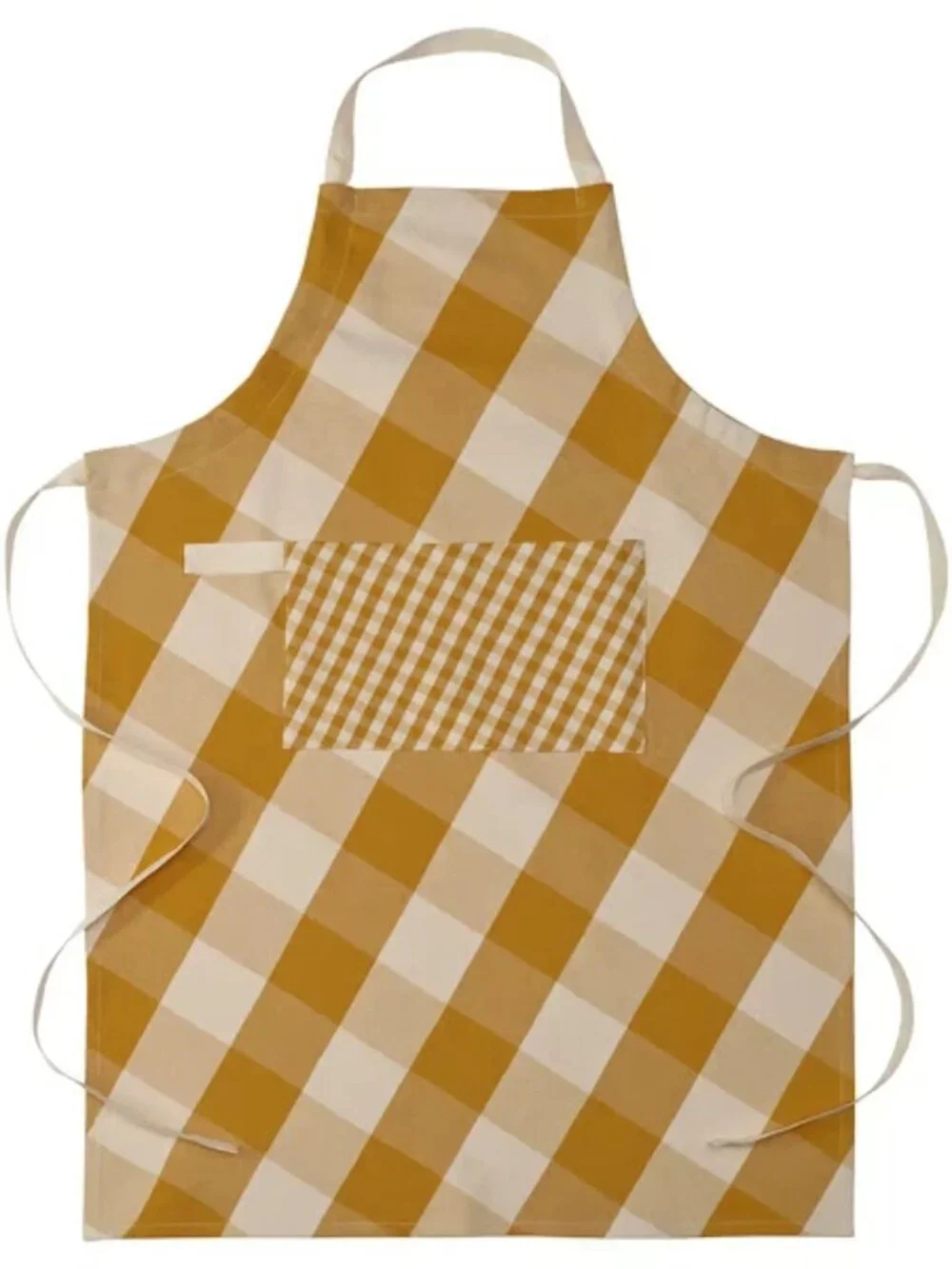 IKEA KÖSSEBÄR Cotton Apron - Yellow/White - Gingham Classic